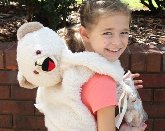 Snuggle Bear Backpack/ Mini Snuggle Bear/ Snuggle fabric softener/ Vintage toy/ Child backpack/ Vintage Teddy Bear/ White Snuggle Bear