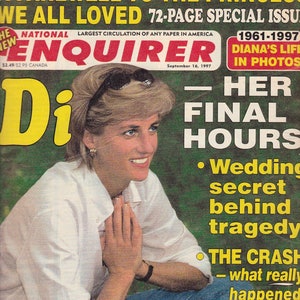 Di--Her Final Hours/ National Inquirer September 16, 1997/ Diana Funeral/British Royalty/ Princess Di/ Princess Diana/ Princess of Wales