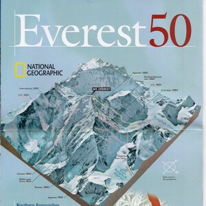 エベレスト 50/エベレスト山ヴィンテージマップ/地図作成/地図/ナショナル ジオグラフィック/高ヒマラヤ/ネパール/中国/インド/カトマンズ/K2/探検