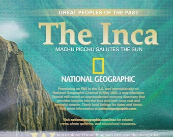 Inca Great People of the Past vintage map/ Machu Picchu Salutes the Sun/ National Geographic/ Cartography/ maps/ Andes cultures/ Moche Chimu
