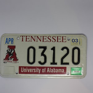 University of Alabama collectible  license plate/Tennessee plate/Roll Tide/ Alabama Crimson Tide/football/cool men&#39;s gift/sports/memorabilia
