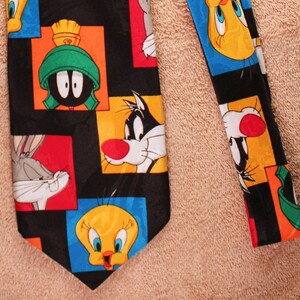 Corbata vintage de Looney Tunes/ Corbata vintage/ Televisión/ Dibujos animados/ Silvestre/ Piolín/ Bugs Bunny/ Correcaminos/ Pato Lucas/ El marciano