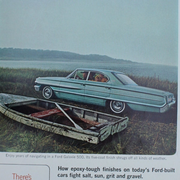 1964 Ford Galaxie 500 Magazine Advertisement/vintage ad/automotive art/automobile decor/automobilia/cool men's gift/convertible/1960's