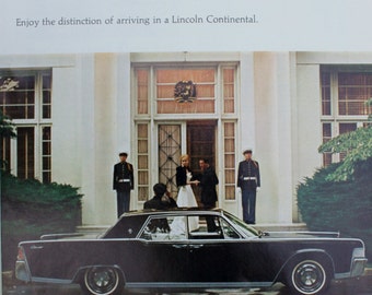 1965 Lincoln Continental Magazine Advertisement/vintage ad/automotive art/ automobile decor/automobilia/cool men's gift/convertible/1960's
