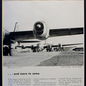 1945 Boeing B-29 Aircraft Magazine Advertisement/World War II/vintage magazine/ 1940&#39;s/Airplanes/Cool men&#39;s /Aviation/B-29 Superfortress