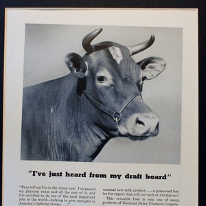 1942 WWII Dairy Products Magazine Advertisement/World War II/vintage magazine/ 1940&#39;s/Cool men&#39;s gift/Recruits/Milk/National Dairy Products