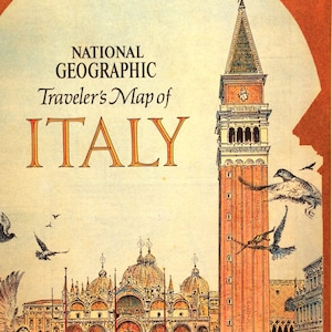 イタリア旅行者の地図/ビンテージ地図/イタリア/ナショナル ジオグラフィック/地図作成/地図/ローマ/イタリア人/エトルリア人/ローマ人/イタリアの歴史