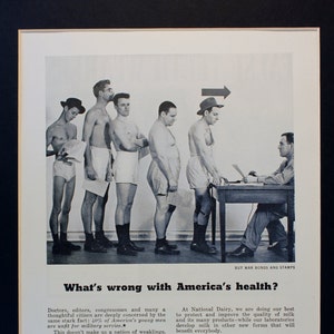 1945 WWII Dairy Products Magazine Advertisement/World War II/vintage magazine/ 1940&#39;s/Cool men&#39;s gift/Recruits/Milk/National Dairy Products