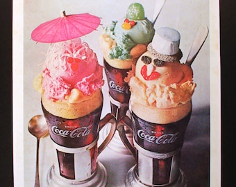 1962年のコカ・コーラ広告、爽やかなコークフロート、ヴィンテージ雑誌掲載