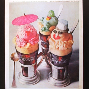 1962 Coca-Cola Magazine Advertisement/Vintage advertising/retro ads/1960s/Coke/Coca Cola/cool men&#39;s gift/Refreshing New Feeling/ coke float