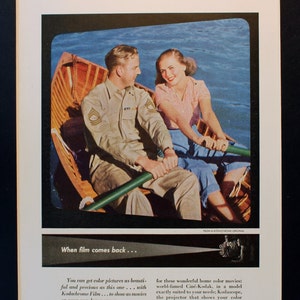1945 WWII Kodachrome Film Magazine Advertisement/World War II/vintage magazine/ 1940&#39;s/Cool men&#39;s gift/war effort/photography/Eastman Kodak