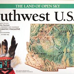 アメリカ南西部のビンテージ マップ/地図作成/地図/ナショナル ジオグラフィック/インディアン/ネイティブ アメリカン/ニュー メキシコ/アリゾナ/グランド キャニオン/オープン スカイ