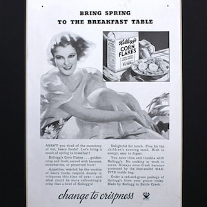 1934 Kelloggs Corn Flakes Magazine Advertisement -Vintage magazine ad/retro/print ads/1930s/Kelloggs/ Corn Flakes/Breakfast