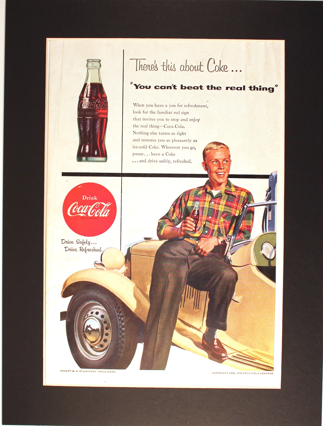1954 年コカコーラ車雑誌広告/ヴィンテージ広告/レトロ広告/1950 年代