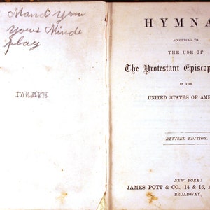 1874 Hymnal/ Protestant Episcopal Church in the U.S./ vintage song book/ rare book/ singing/ worship/ Christianity/ religion