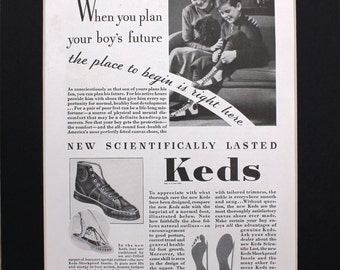 Anuncio de revista Keds de 1934 / Anuncios retro / Ropa de los años 30 / Zapatos / Zapatillas