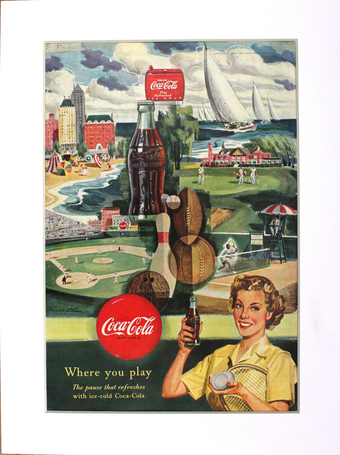 1950年のコカ・コーラ雑誌広告 コーク - Etsy 日本
