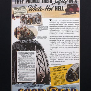 1936 Goodyear Tires Magazine Advertisement /vintage magazine advertising/automotive art/automobile decor/automobilia/cool men&#39;s gift