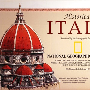 歴史的なイタリアのビンテージ地図/イタリア/ナショナル ジオグラフィック/地図作成/地図/ローマ/イタリア人/エトルリア人/ローマ人