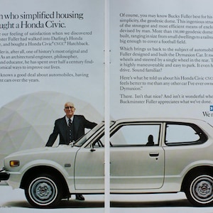 1978 Honda Buckminster Fuller Ad 1978 -Magazine advertisement /Vintage ad/ Cool Men&#39;s gift/ automobile/ 1970&#39;s/ Honda/ Geodesic Dome