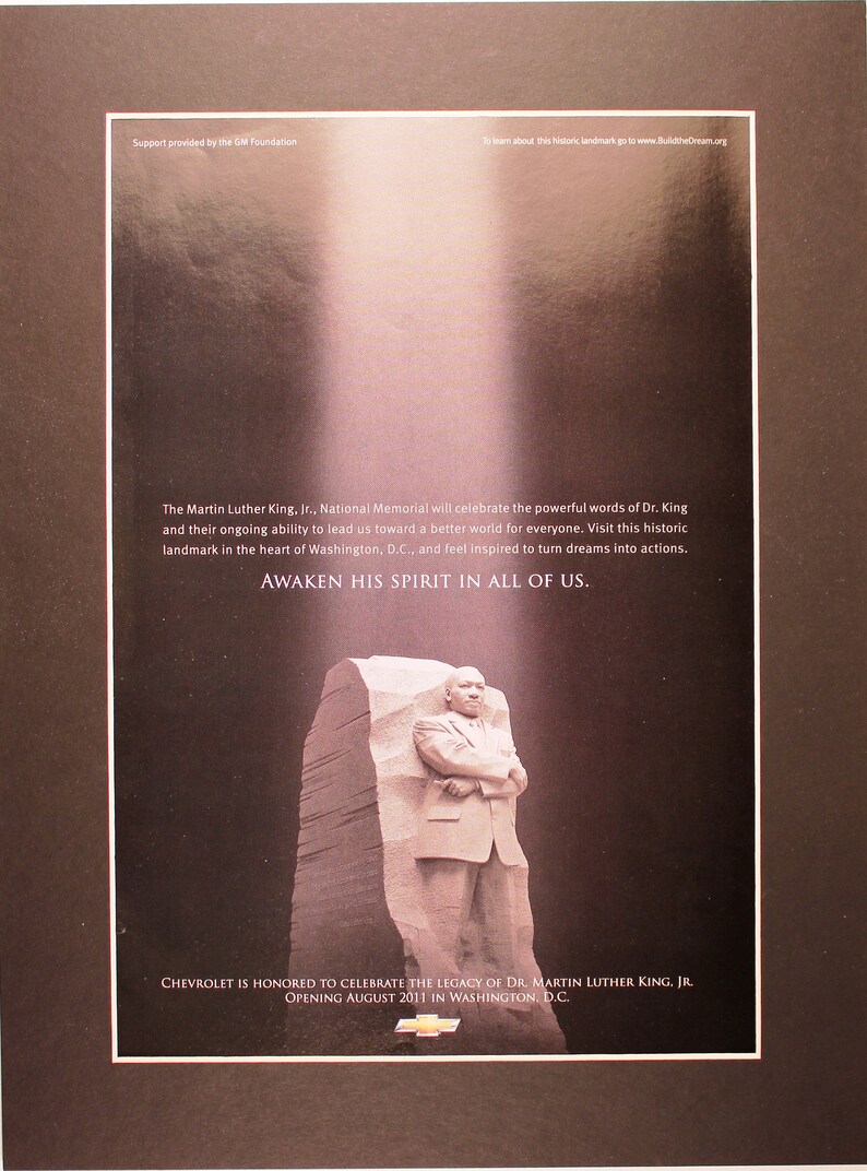1978 Chevy MLK Martin Luther King Memorial Magazine advertisement Vintage ad Chevy Civil Rights struggle Cool Men/'s gift automobile