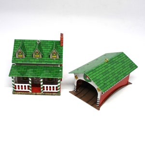Casa de la abuela y puente cubierto Hallmark Recuerdo adorno navideño / Decoración navideña / Serie de adornos de ciudad y campo