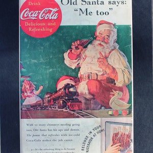 1936 Coca-Cola Nikolaus Werbung/Vintage Werbung/Retro/1930er Jahre/Coke/Coca Cola/cooles Männergeschenk/Pause die erfrischt