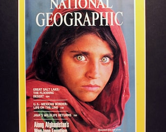 Afghan Girl National Geographic Cover 1985/vintage magazine photographic art/cool men&#39;s gift/Afganistan/War/ Afghani girl/ green eyed girl