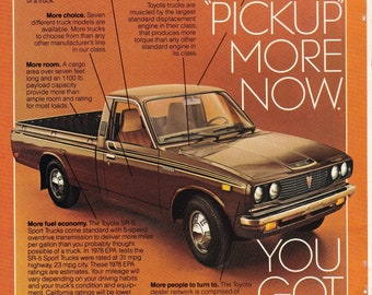 1978 Toyota  SR5 Long Bed Pickup Magazine Advertisement/vintage ad/automotive art/automobile decor/automobilia/cool men's gift/ You Got It