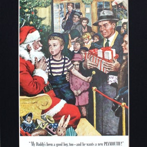 1949 Plymouth Magazine Advertisement/vintage magazine ad/automotive art/automobile decor/automobilia/cool men&#39;s gift/Christmas
