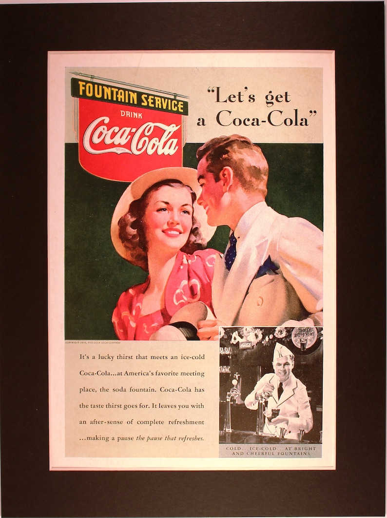 1939 Coca-Cola Let/'s Get a Coca-Cola Magazine Advertisement Vintage advertising 1930/'s Coke cool men/'s gift pause that refreshes