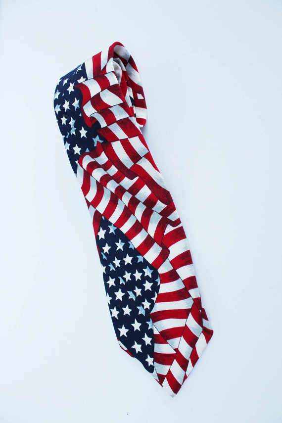 U. S. Flag Design tie/ Stars and Stripes Tie/ Vint