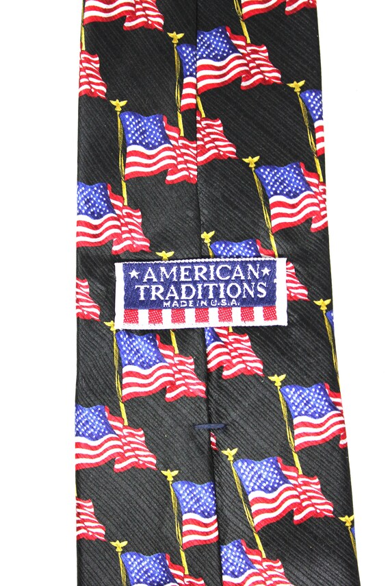 Cravate Drapeau Américain Dorée - Neuve Sans étiquette, En Polyester, Longueur Classique - Chic Et élégante
