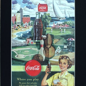 Anuncio de la revista Coca-Cola de 1950/Publicidad vintage/anuncios retro/años 1950/Coca-Cola/Coca Cola/regalo genial para hombres/pausa que refresca