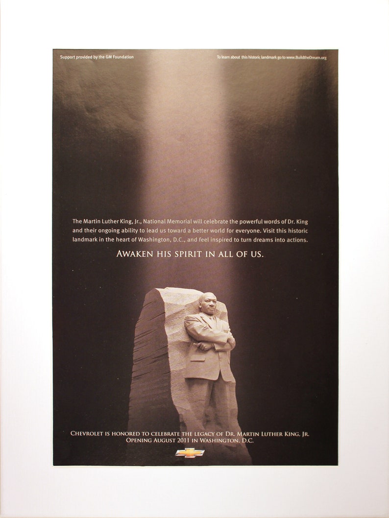 1978 Chevy MLK Martin Luther King Memorial Magazine advertisement Vintage ad Chevy Civil Rights struggle Cool Men/'s gift automobile
