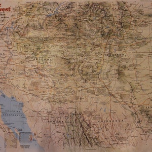 The Southwest Vintage Map/ Cartography/ Maps/ National Geographic/ the ...