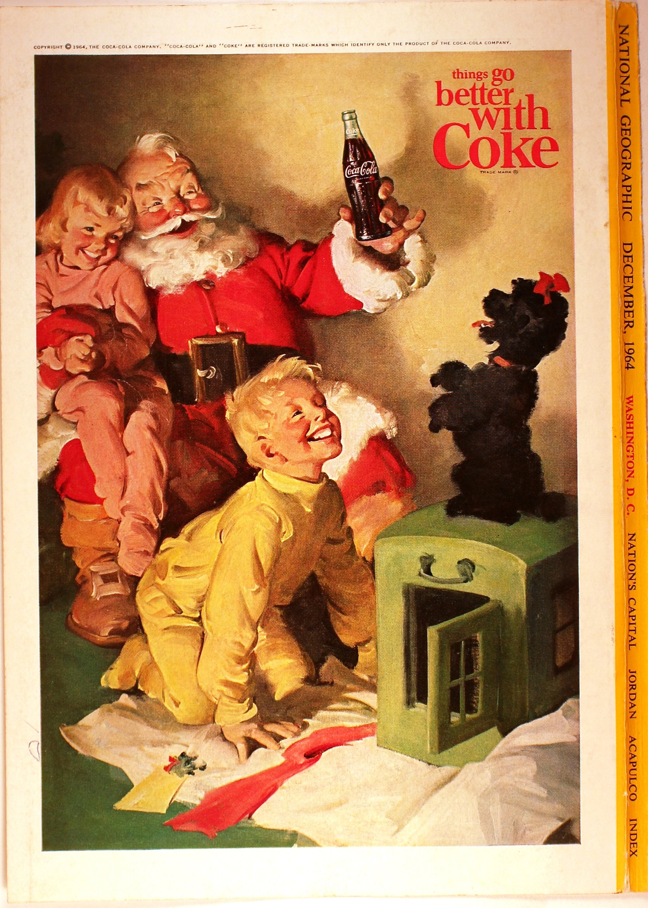 1964 Coca Cola Santa Claus Ad -coke -poodle -vintage Ad-christmas
