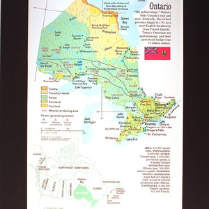 Ontario, Kanada Vintage Landkarte, Magazin Kunst/ Kartographie/ cooles Geschenk/ Fotokunst/ National Geographic