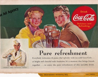 1938 コーラ プリント広告 ティーンエイジャーデート コカコーラ広告