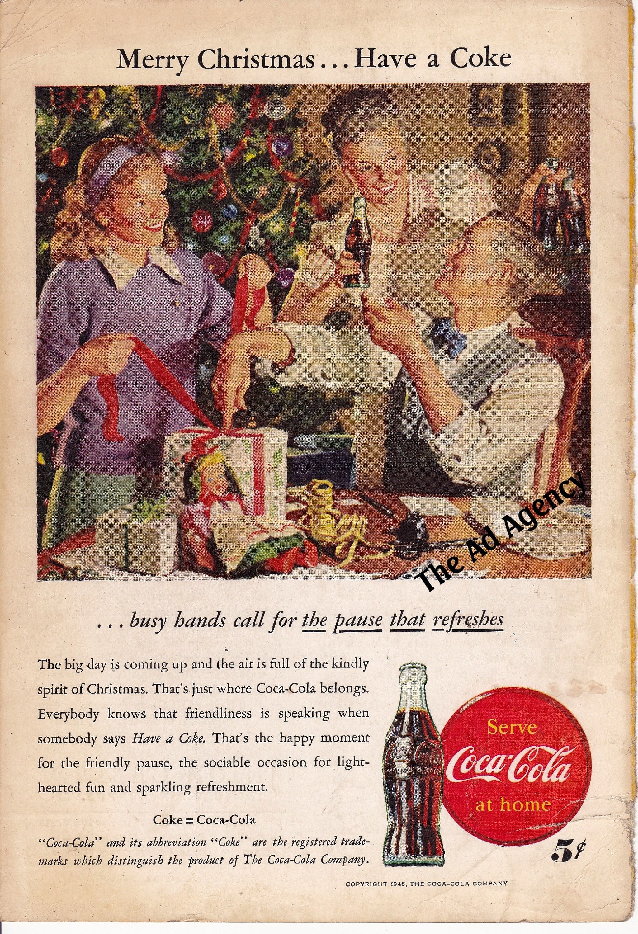 コカ・コーラ　ビンテージ　ポスター　40s 1946年コカコーラクリスマス広告 - コーラ /ヴィンテージ広告