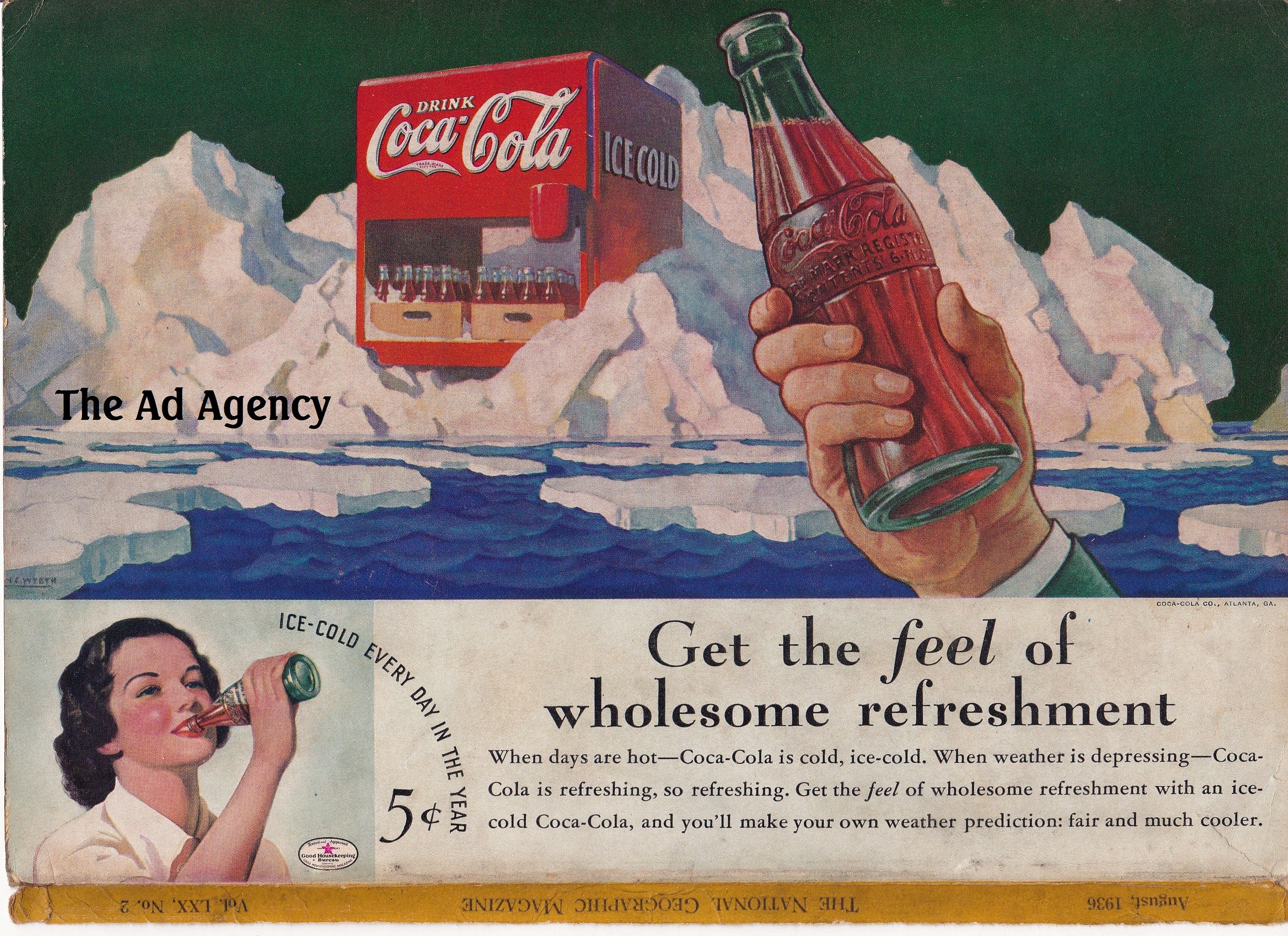 1910年代ヴィンテージCoca-Cola 広告ポスター 木製フレーム付き 1910年代ヴィンテージCoca-Cola 広告ポスター 木製フレーム付き