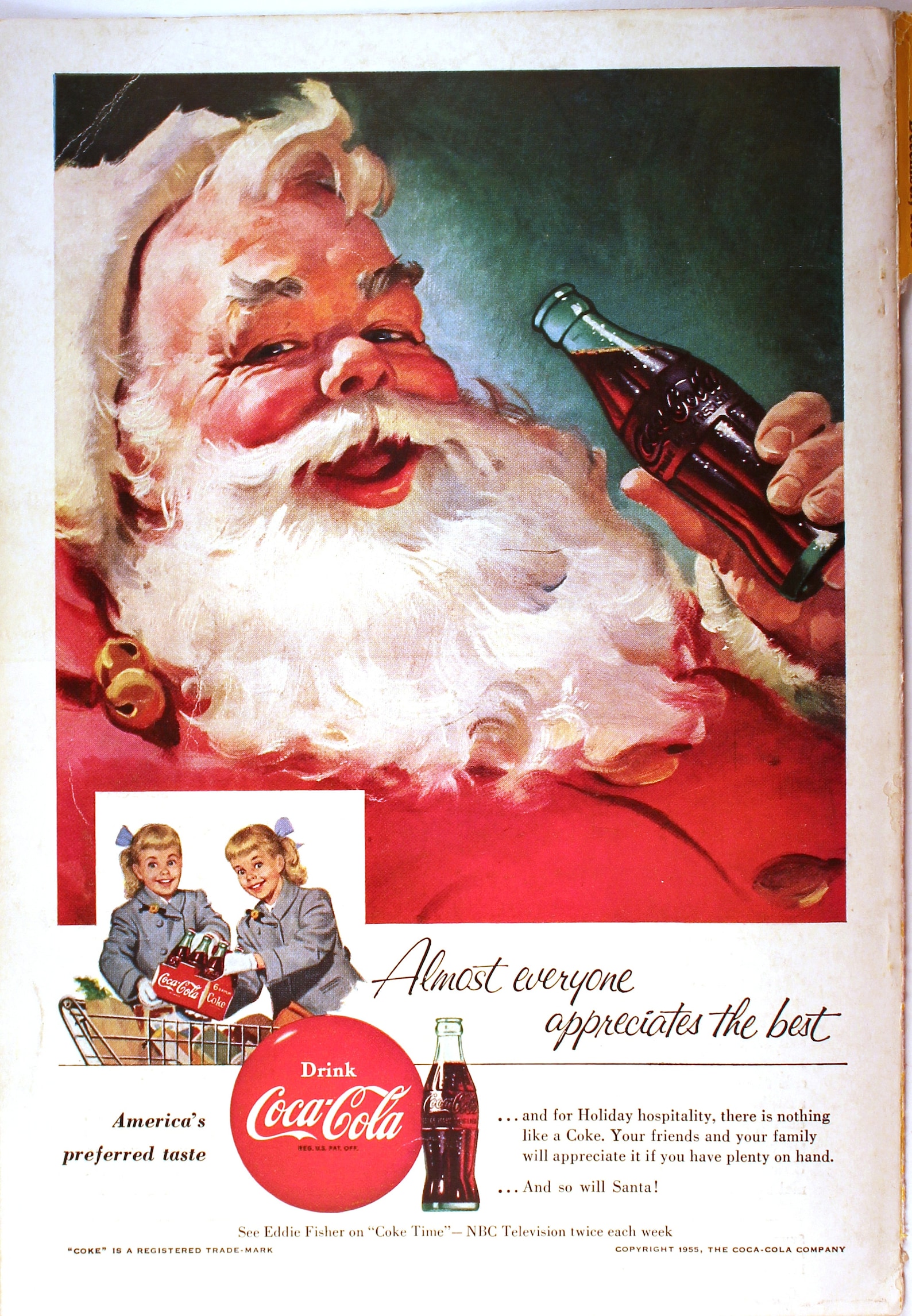 1955 CocaCola Santa Claus Ad /Coke /vintage ad/ Christmas Etsy