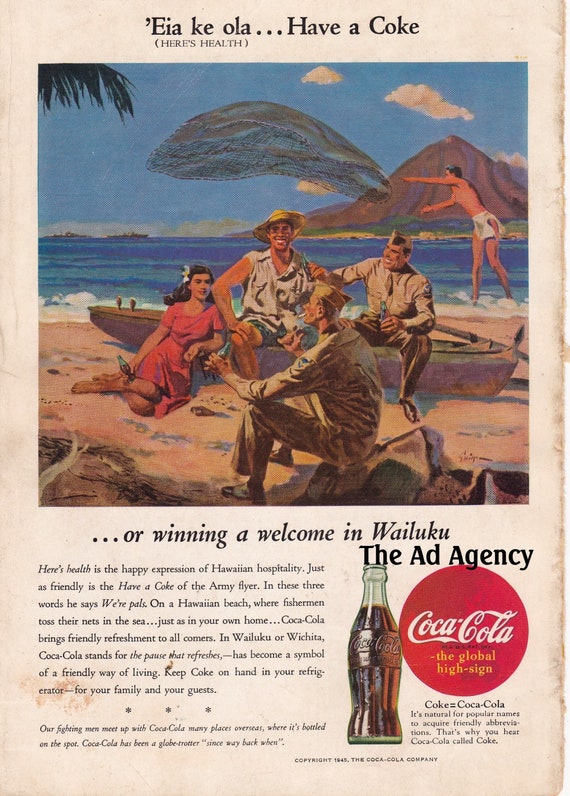1945 CocaCola Hawaii World War II Magazin Werbung/WW II Etsy Schweiz