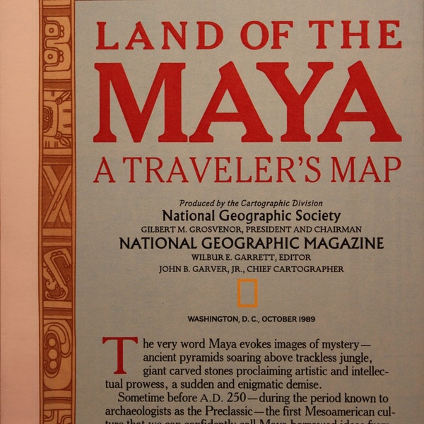 Land of the Maya vintage map/  Cartography/ maps/ A Traveler's Map/ Yucatan Peninsula/ Archeaology/ Pyramids