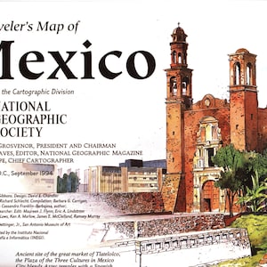 メキシコ旅行者の地図 / ビンテージ地図 / メキシコ / ナショナル ジオグラフィック / 地図作成 / 地図 / メキシコ シティ、チチェン イッツァ / バハ カリフォルニア / ユカタン