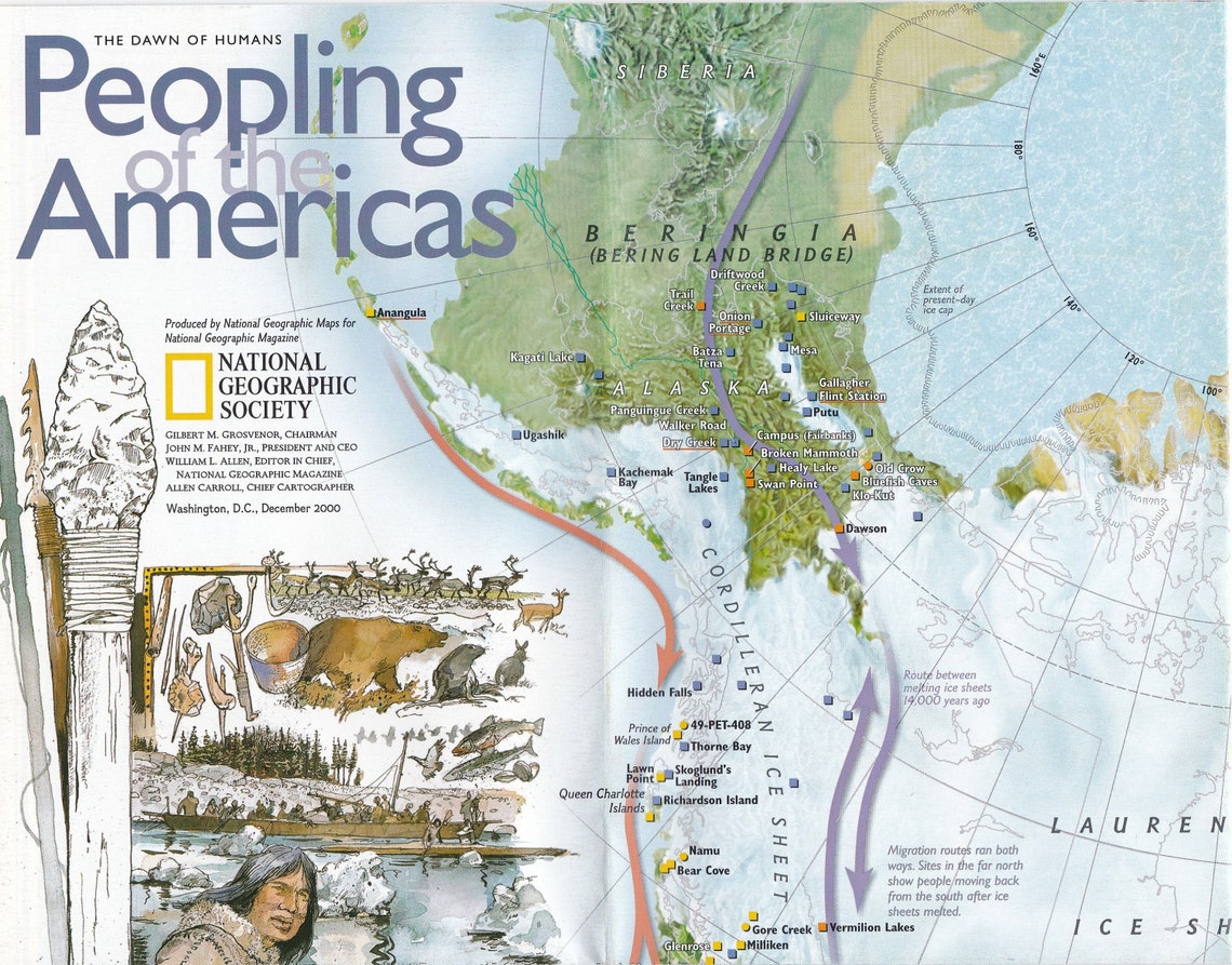 Peopling of the Americas Chart-map/ Cartography/ Maps/ - Etsy Canada