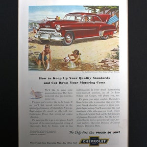1952 Chevrolet Magazine Advertisement -vintage magazine advertising/automotive art/automobile decor/automobilia/cool men's gift