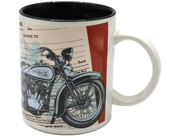 Harley Davidson Motorcycle Mug, Classic Car Art, Drag Racing Memorabilia