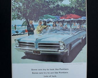 1965 Pontiac Catalina magazine Advertisement/vintage magazine advertising/ automotive art/ automobile decor/ automobilia/ cool men's gift