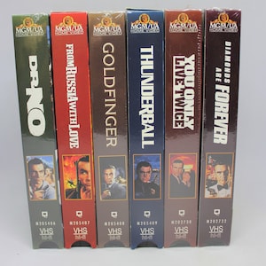 James Bond Set of 6 VHS Tapes/ Dr. No/ Goldfinger/ Thunderball/ Diamonds Are Forever/ You Only Live Twice/ From Russia With Love